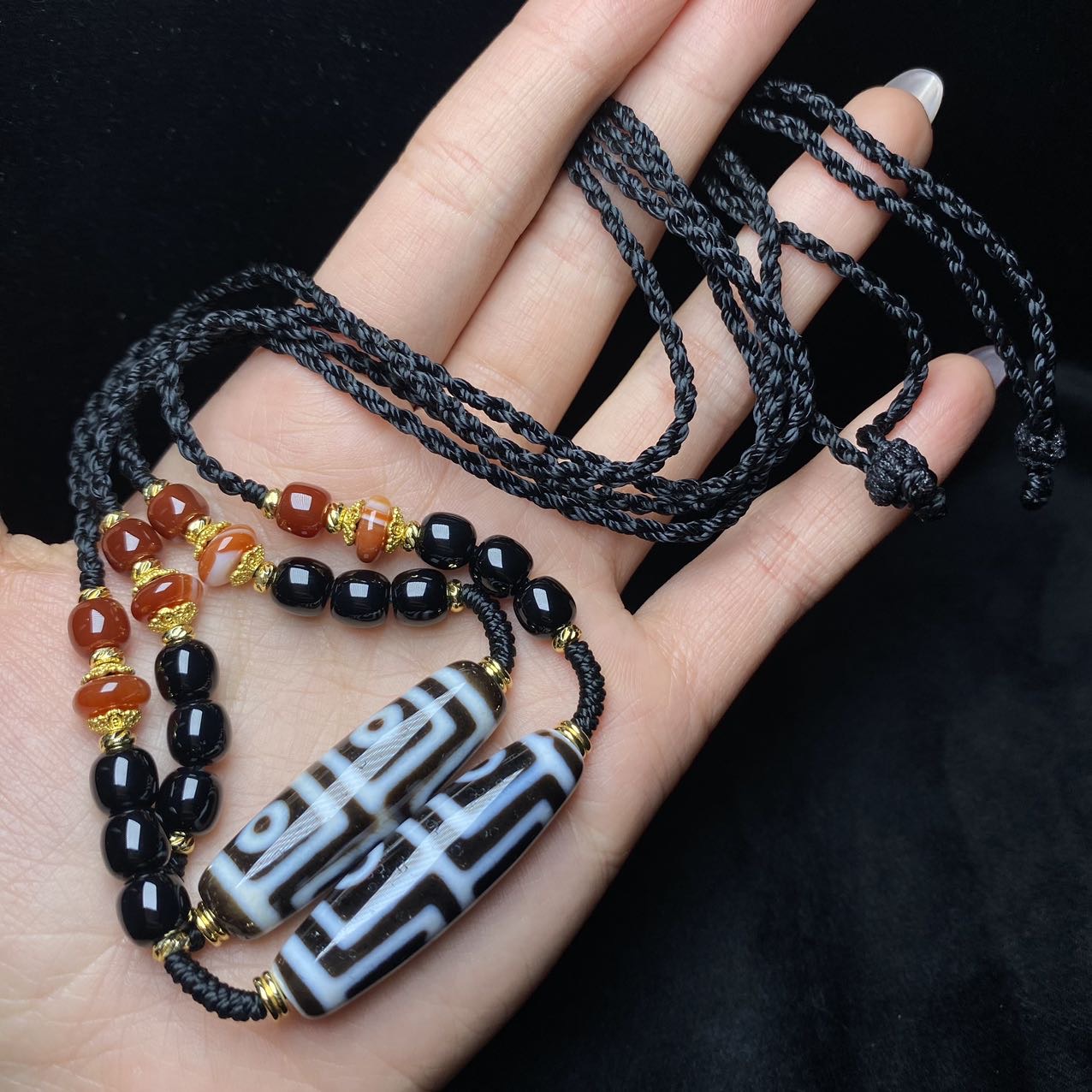 【曹美丽精选】H45983-玛瑙DIY脖挂（四眼）-多样性发其一-39*11mm