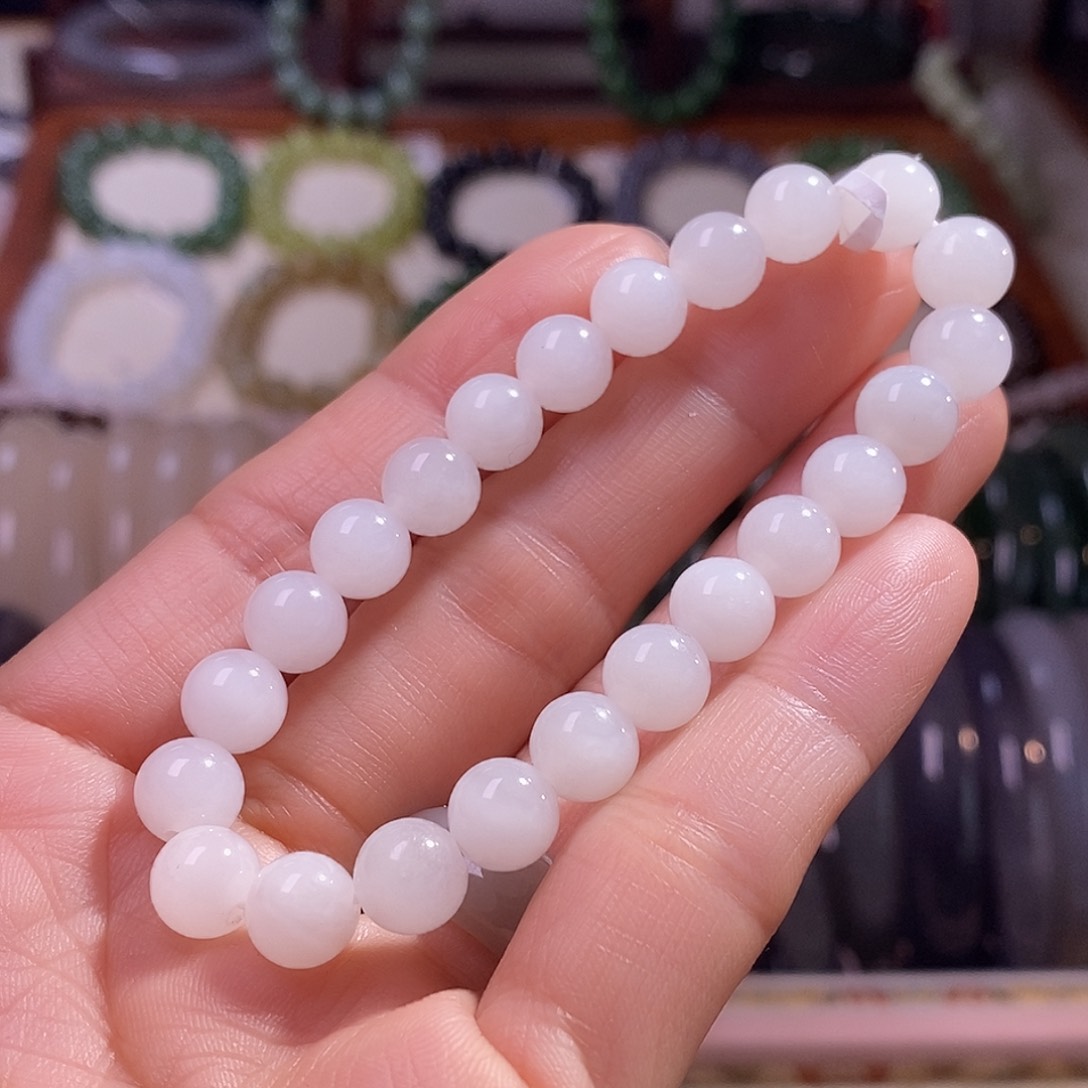 颈饰未镶嵌和田玉白玉8mm手串