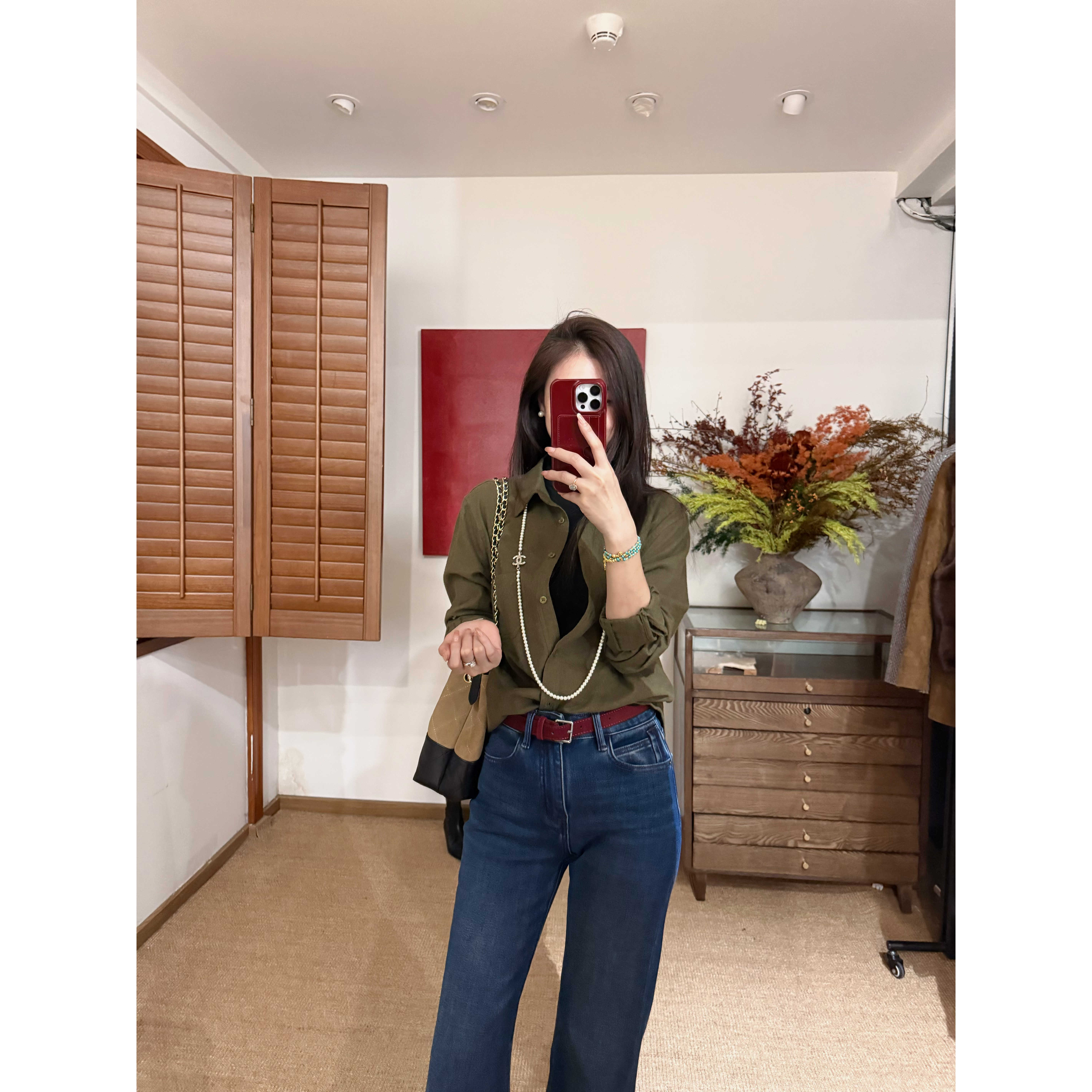 (常青树)森林绿质感通勤百搭磨毛衬衫7390