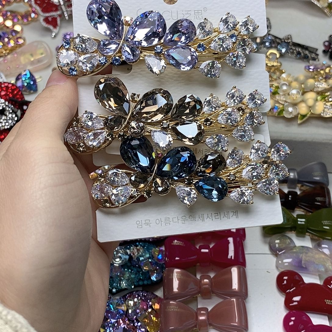 仿水晶合金蝴蝶弹簧夹