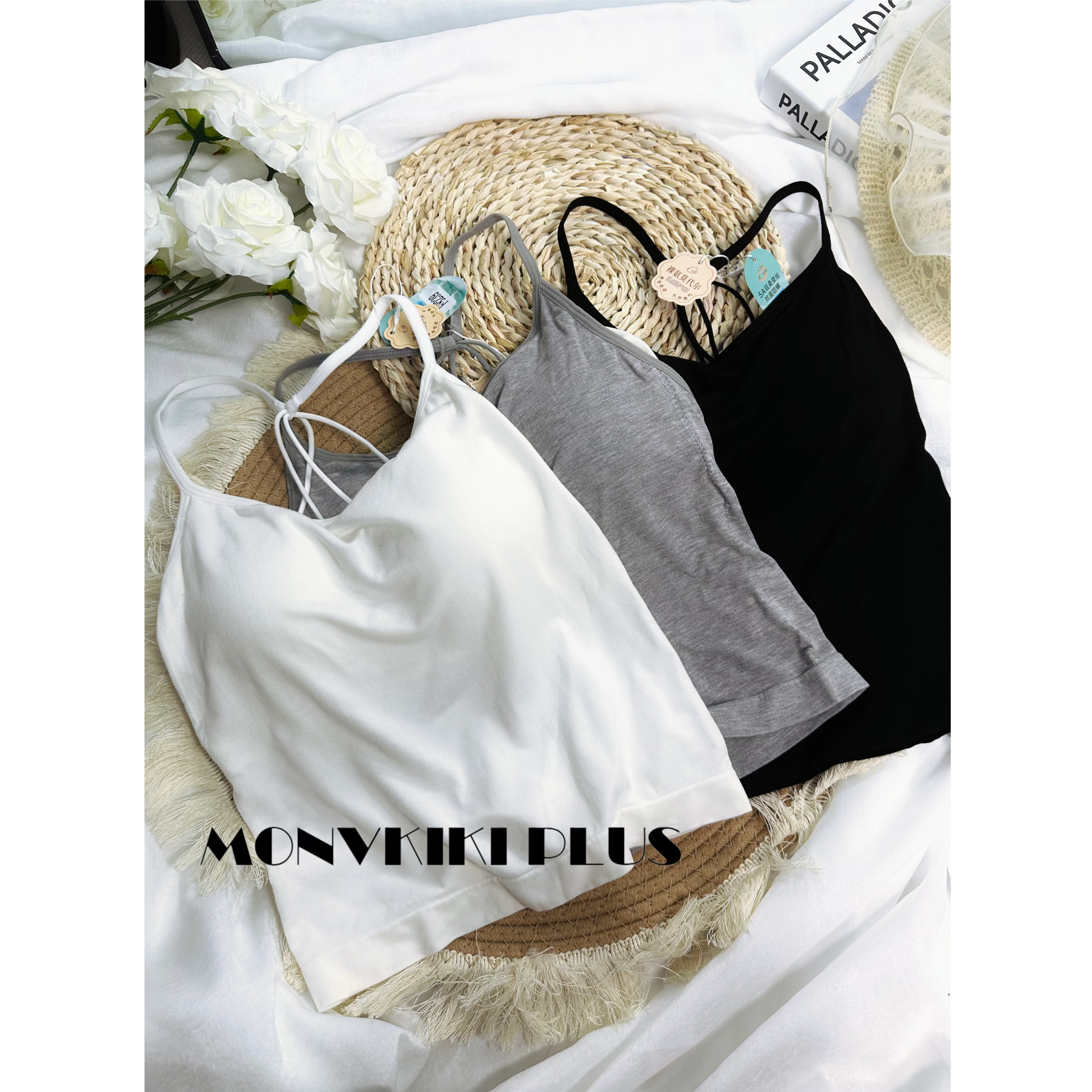 MoNvKiKiPlus5 【奶油泡芙】莫代尔柔软打底一体杯垫背心通勤H531