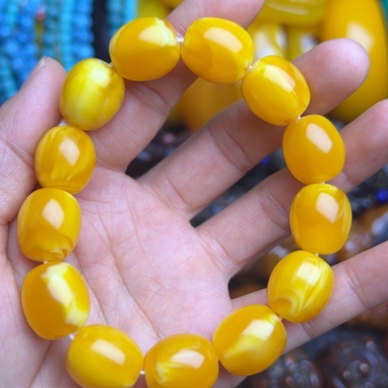 琥珀未镶嵌手链蜜蜡