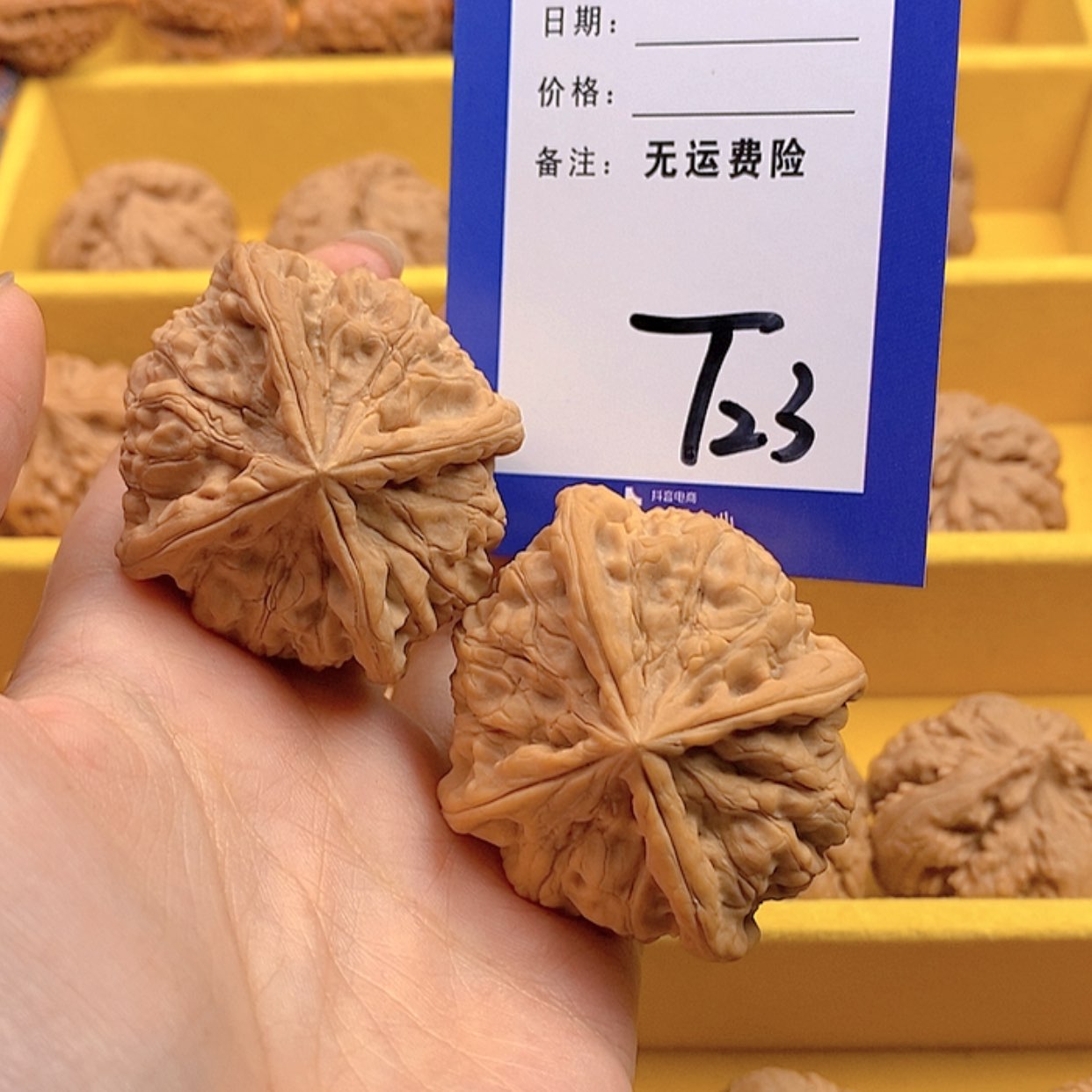 【闪购商品】文玩核桃把件无**长文玩核桃四棱23