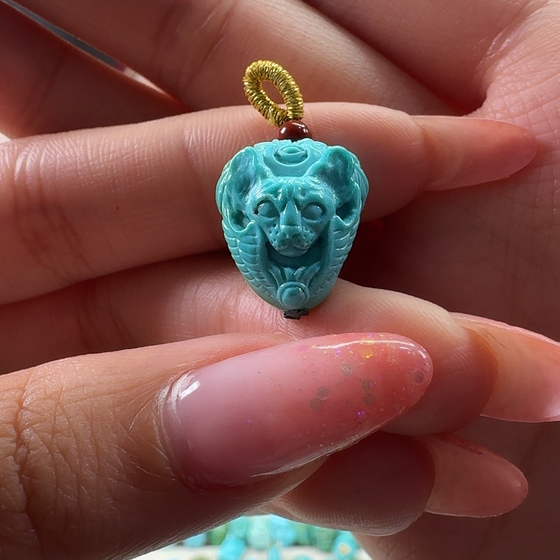 绿松石未镶嵌吊坠(不含链)猫