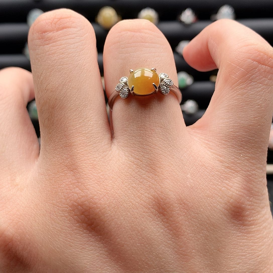 翡翠戒指银S925镶嵌0263