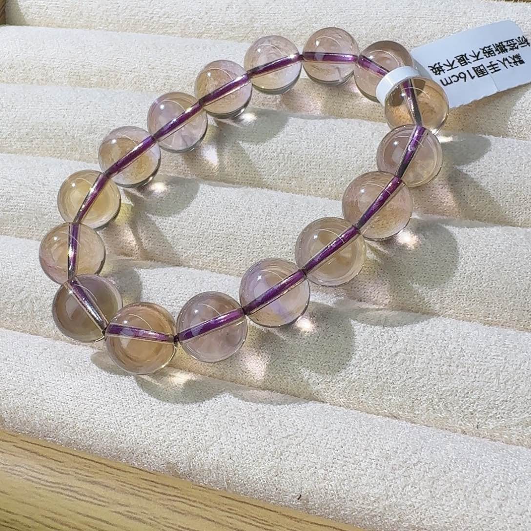 水晶手链未镶嵌净体紫黄11.5