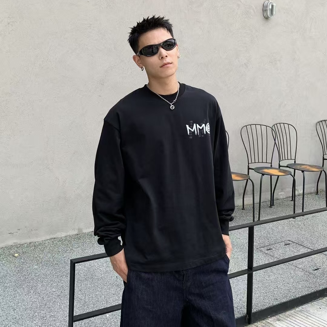 衣工男【MM6卫衣】秋冬美潮高级感泼墨字母圆领情侣长袖 8035