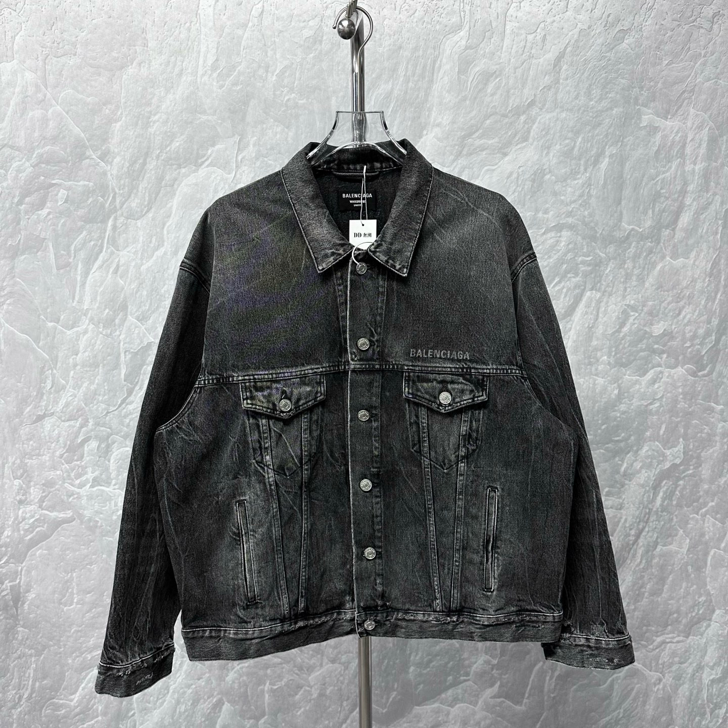 99新 Balenciaga/巴黎世家 笑脸印花牛仔外套 L码 J01562