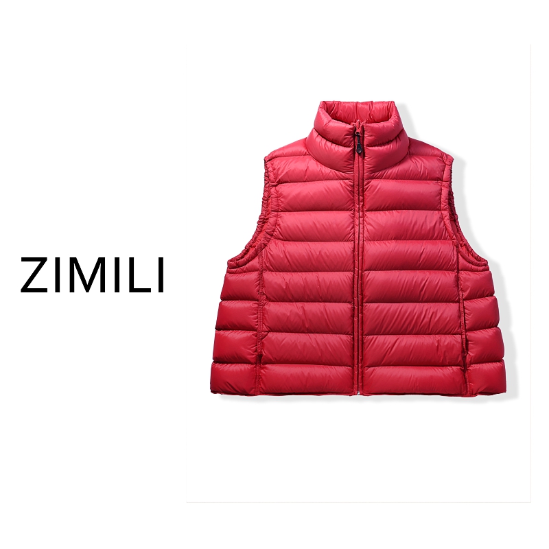 亮哥欧货《神秘感•复古红•马甲》高蓬松排骨90白鸭羽绒马甲女260381