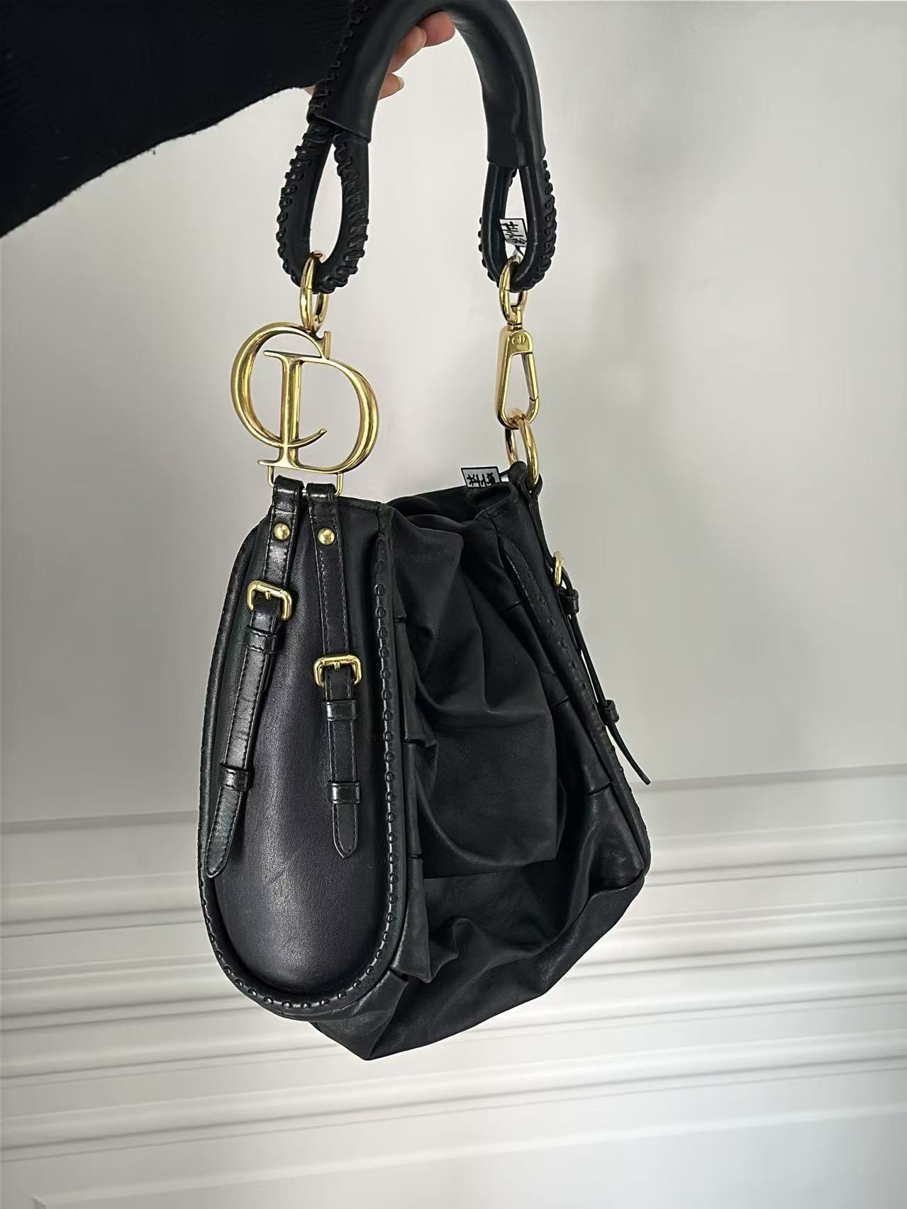 95新 DIOR/迪奥 CS5829/Dior黑金复古手提包