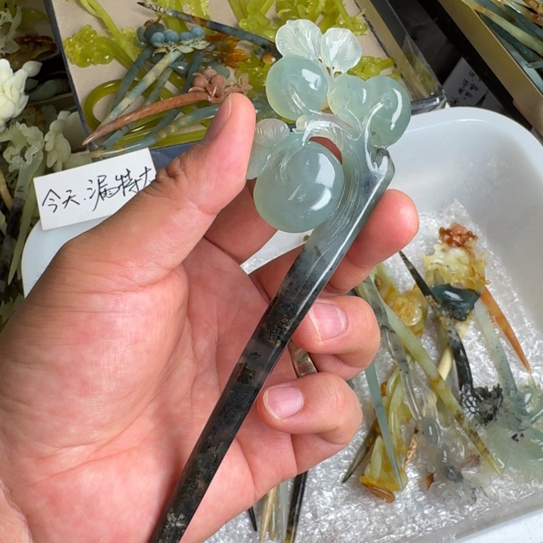 岫玉未镶嵌发饰明君玉簪就是好看
