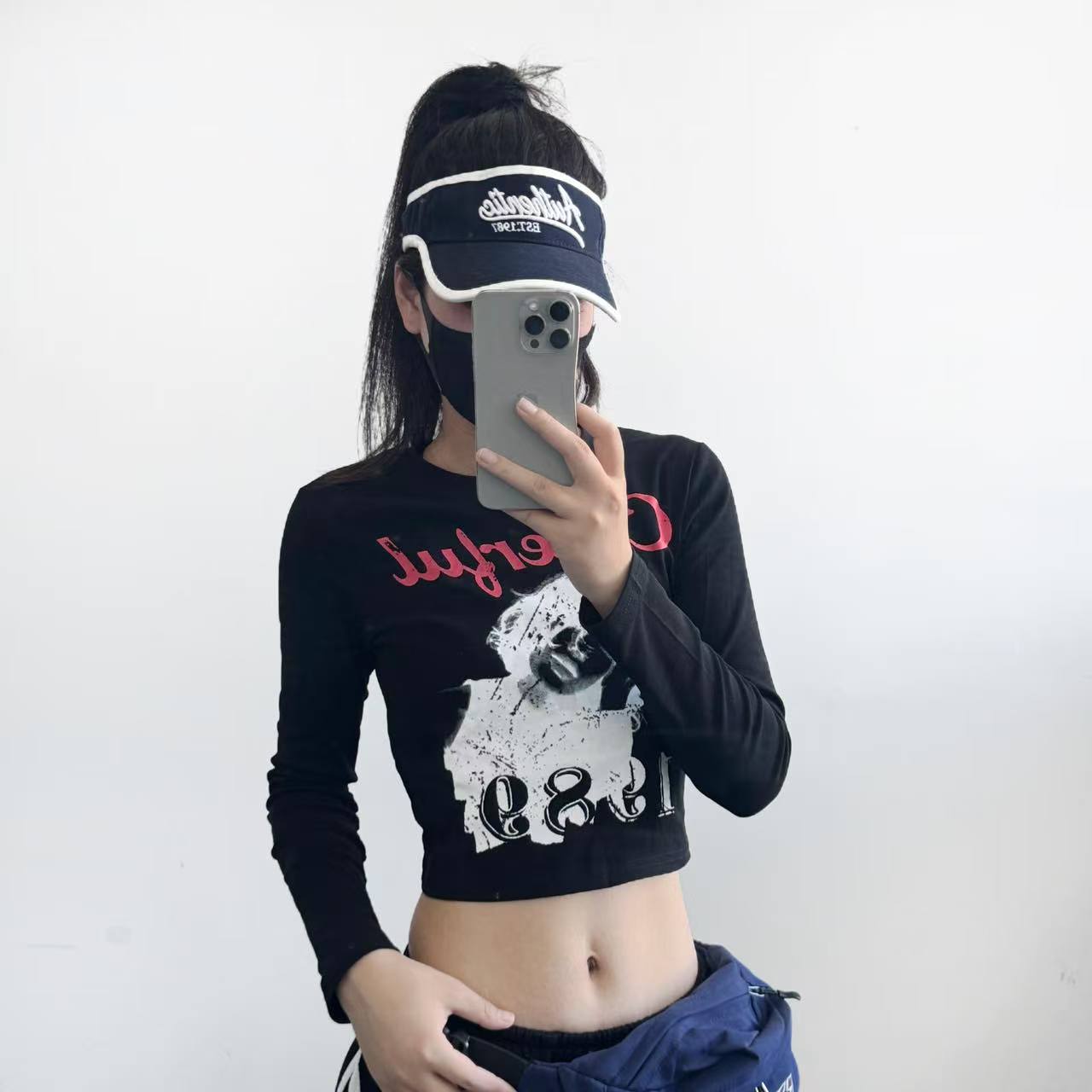 防晒可爱风修身肯豆风圆领短款运动T恤常规款长袖