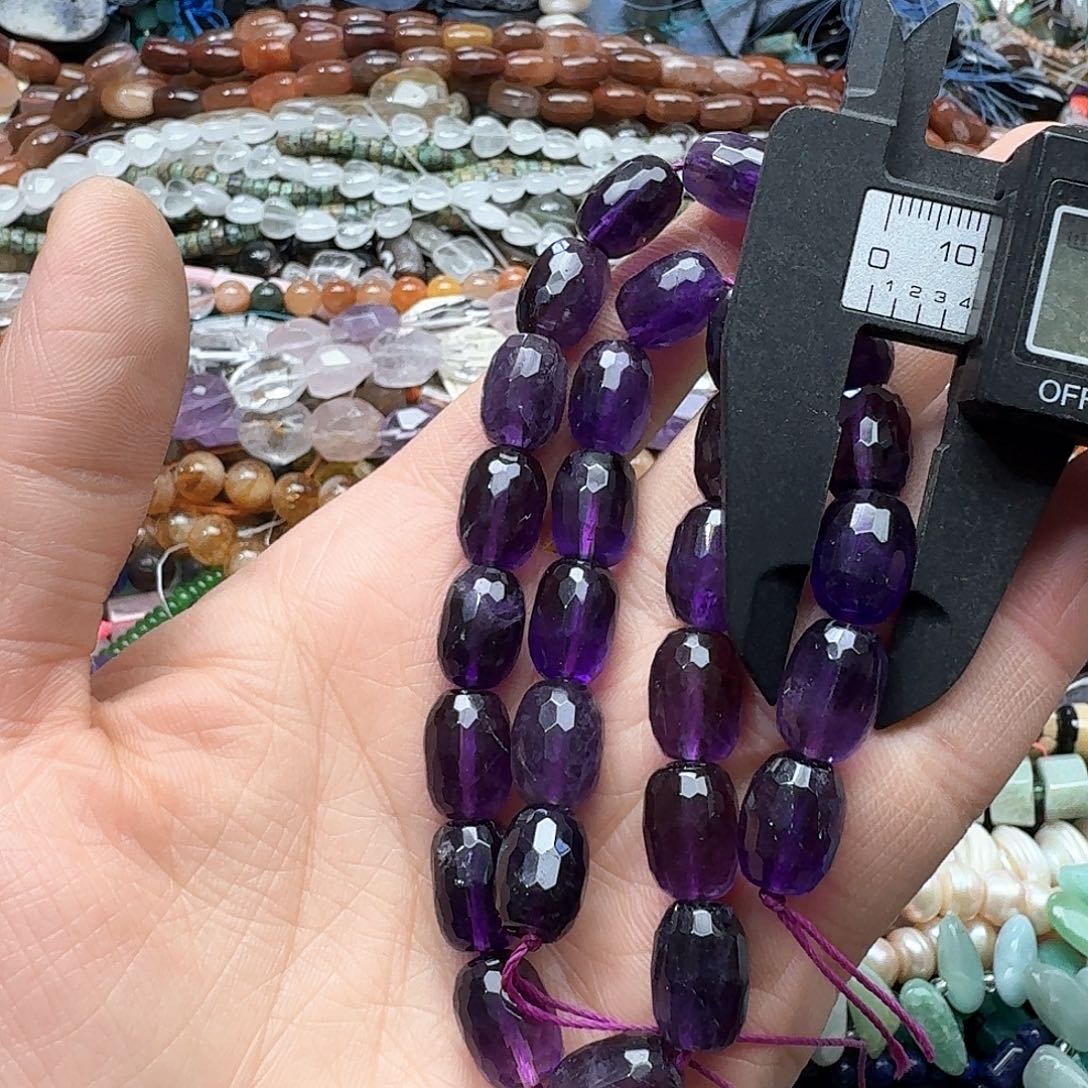 么***哒玛瑙/玉髓合金珠宝半成品一条10m紫水晶桶珠