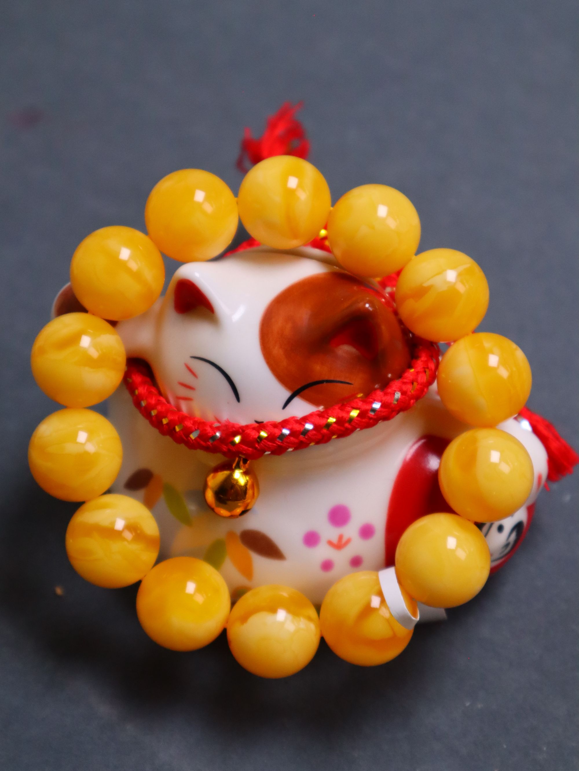天然蜜蜡浓蜡橘红白花杨枝甘露同料手串