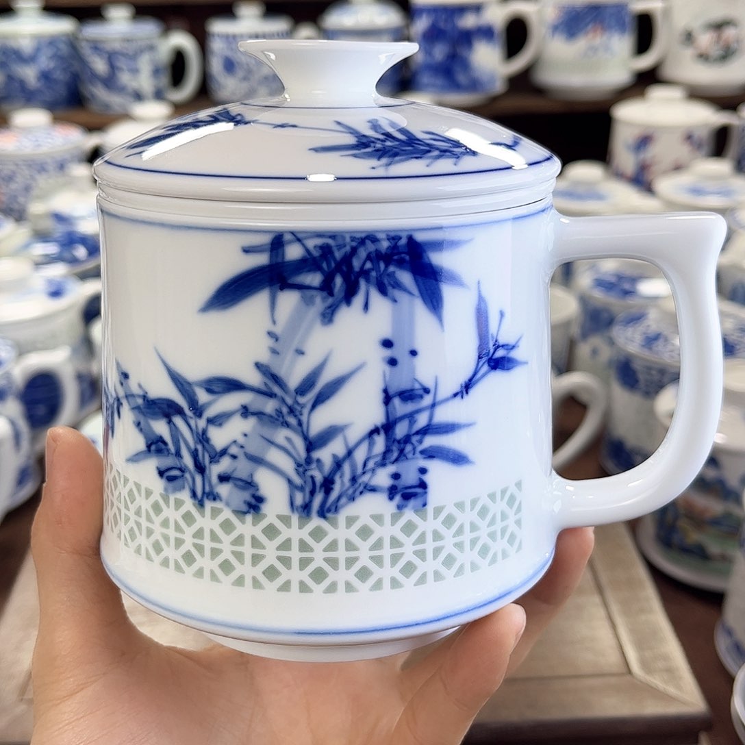 干*杯景德镇陶瓷马克杯带盖