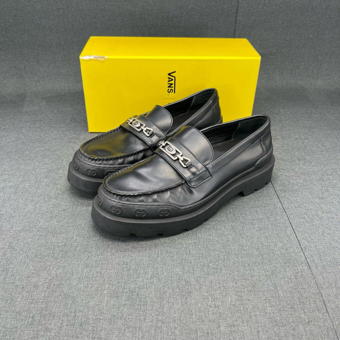 95新 GUCCI/古驰 码数42gucci 乐福鞋双g 黑 马衔扣 配盒 
