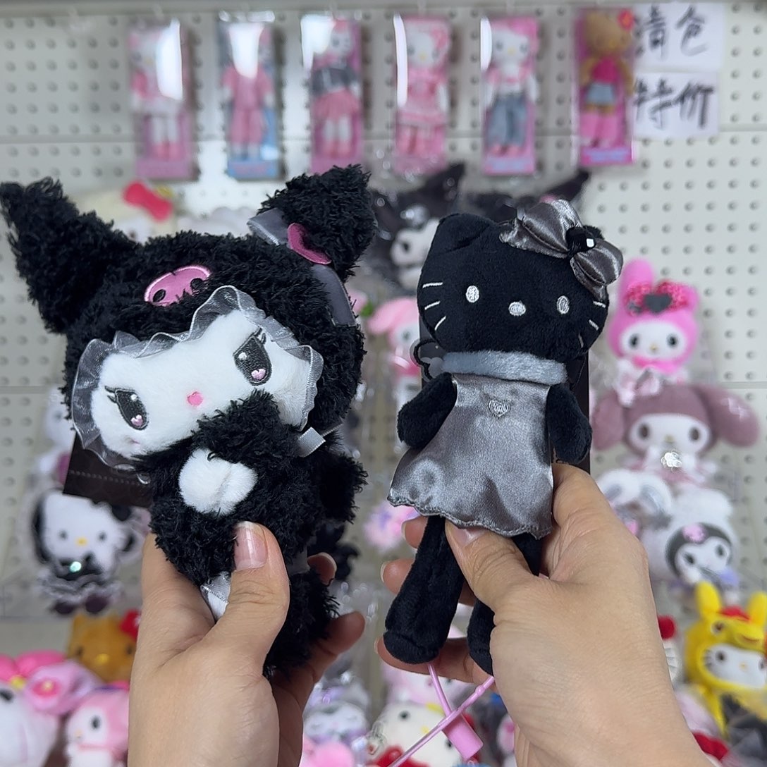 毛绒长黑皮kitty挂件