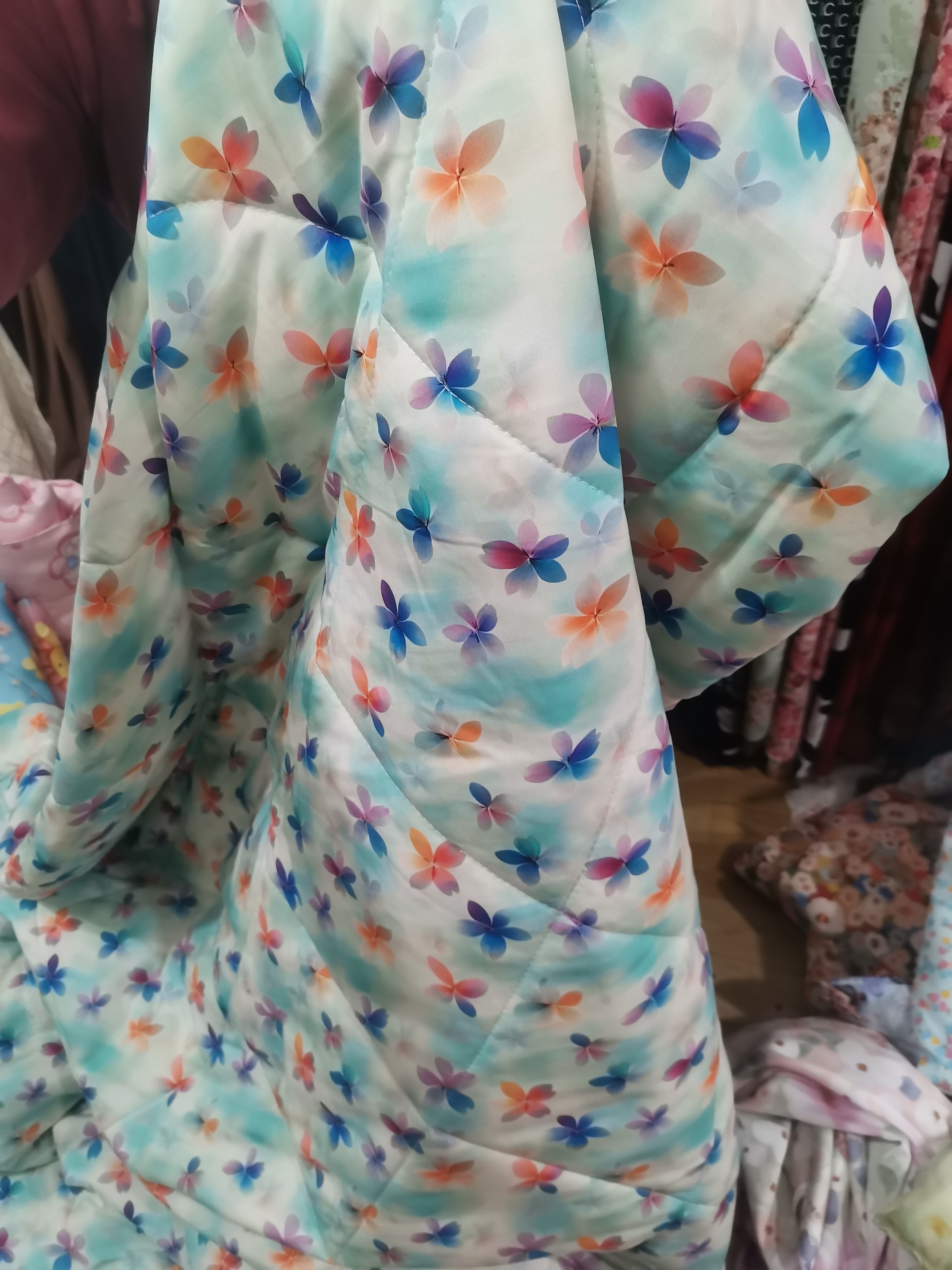 蓝色五瓣花夏凉被1条面料