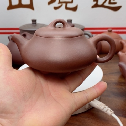 紫砂茶壶石磨紫比石瓢150cc