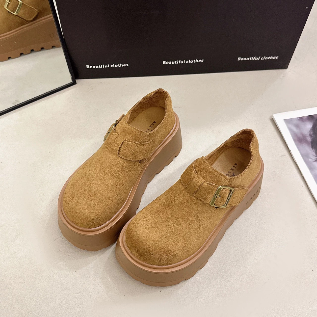 【SiSi】新疆包邮厚底增高勃肯鞋2026春季新款一脚蹬复古博肯乐福鞋