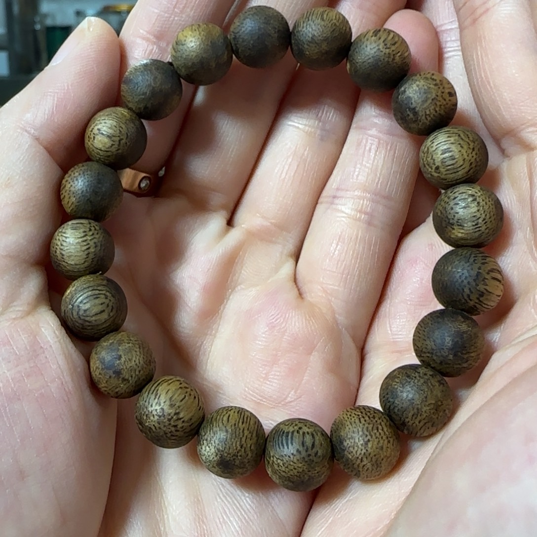 沉香手串绿奇楠沉香圆珠单圈7克+手串
