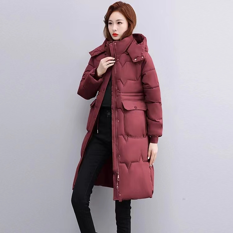 显瘦棉服韩版棉衣冬加厚宽松女装休闲过膝保暖女士修身连帽