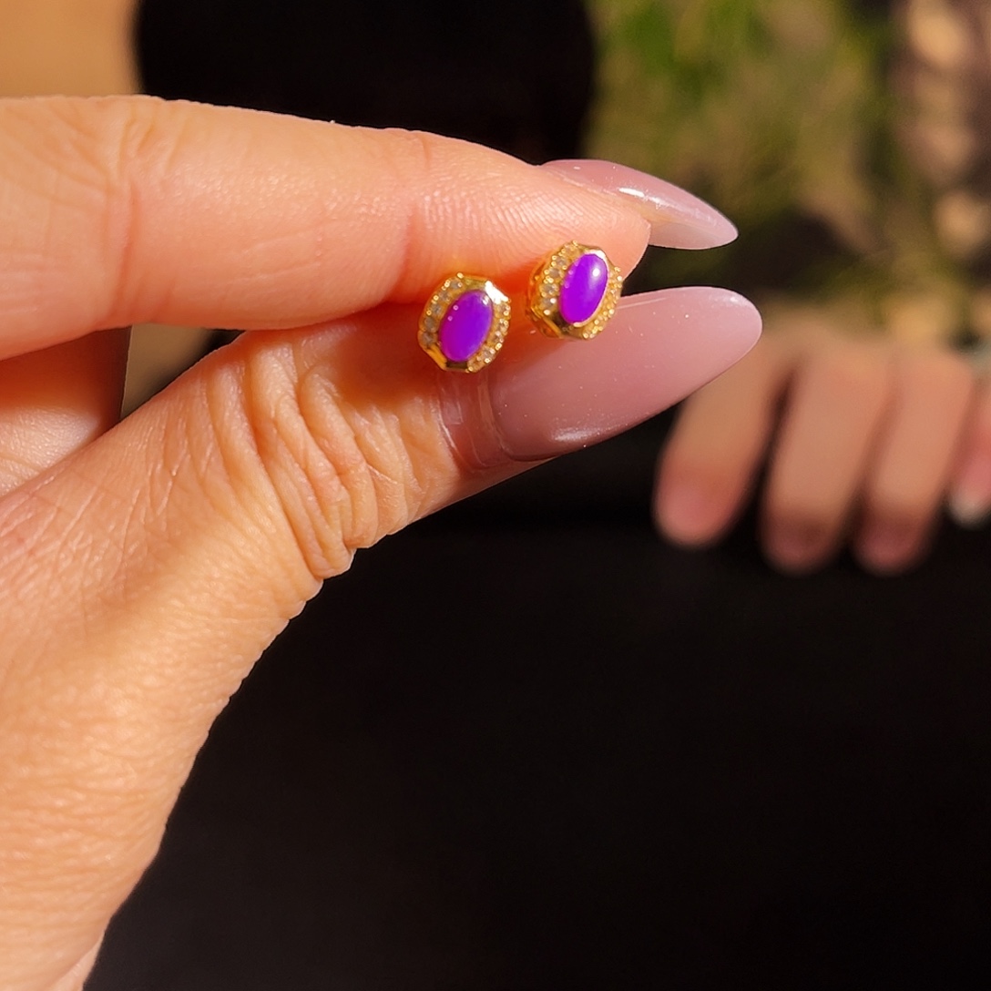 苏纪石（舒俱来）18K金镶嵌南非老矿料耳钉