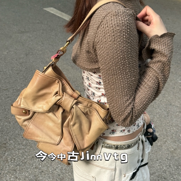 95新 YSL/圣罗兰 晕染渐变蝴蝶结单肩包复古118791女士中古