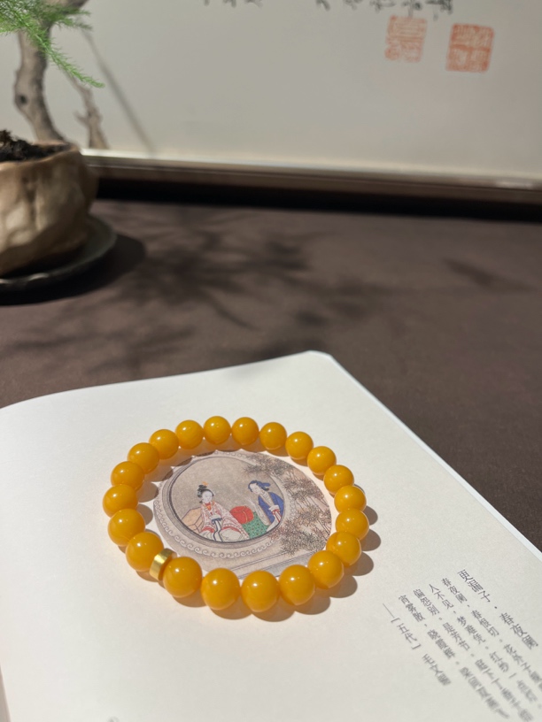 小蛮腰 新中式国风蜜蜡手串 珠径约8咪 多样性发其一