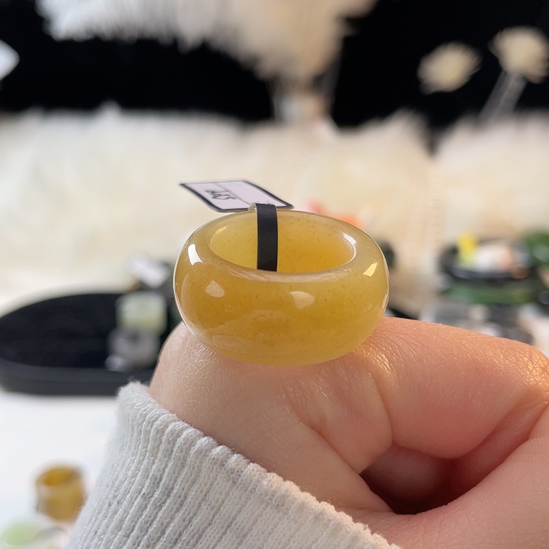 和田玉未镶嵌戒指k86金橘糖墩墩18.2mm