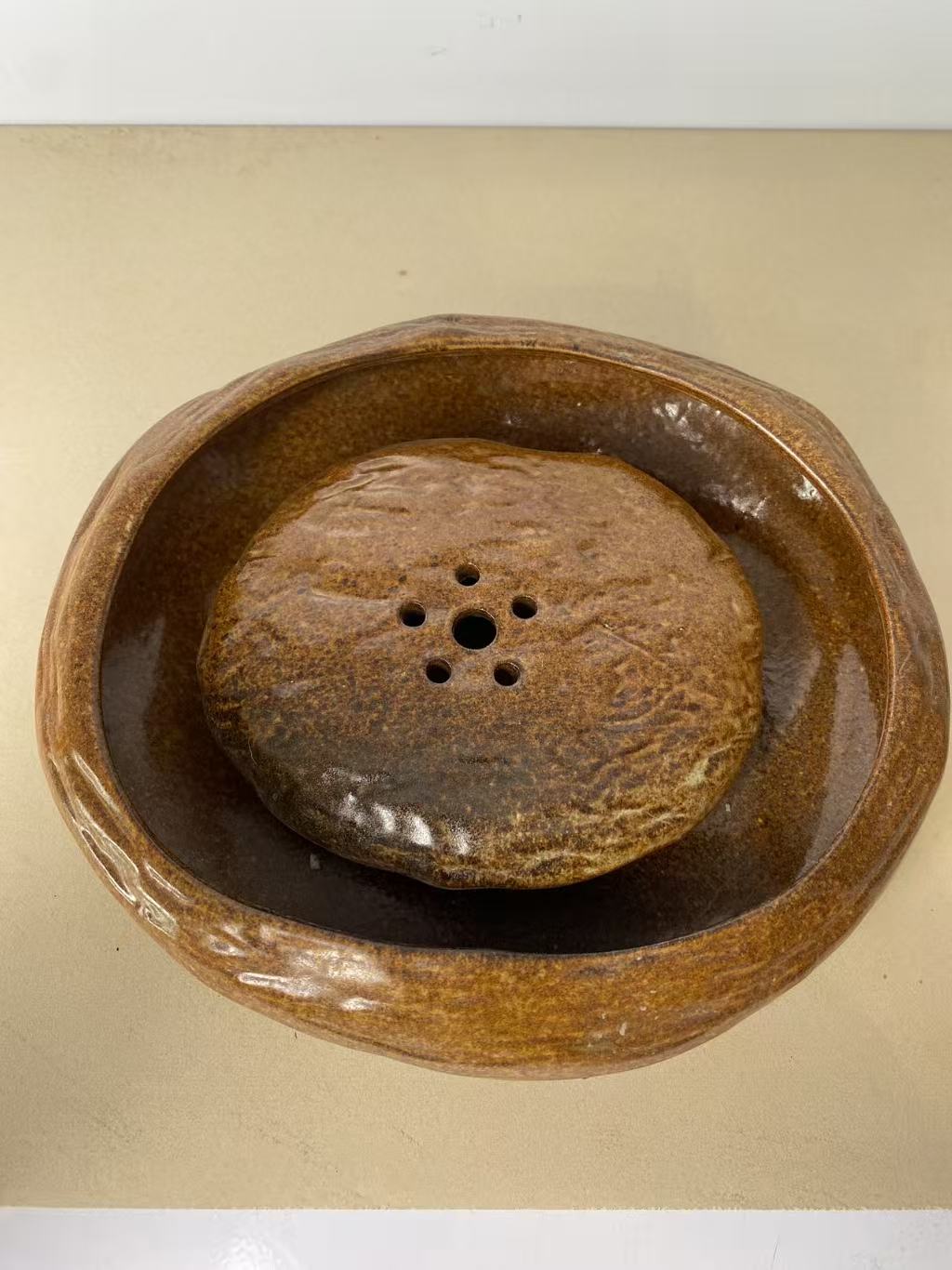 宜兴 紫砂 粗陶柴烧 手工 干泡台 壶承 复古老味