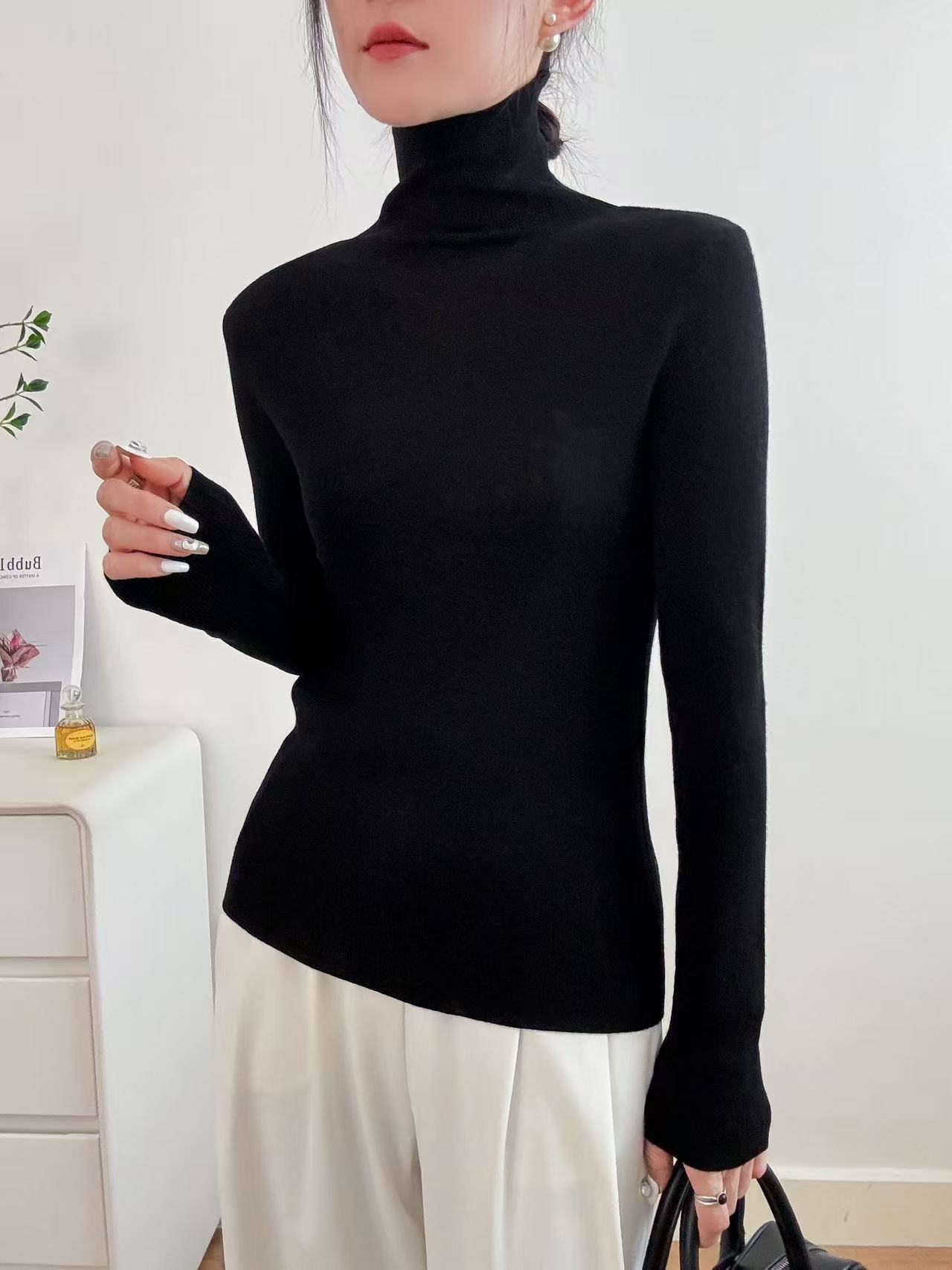 以赛亚 超百搭 2025年高领高级感修身显瘦内搭长袖打底上衣 25456