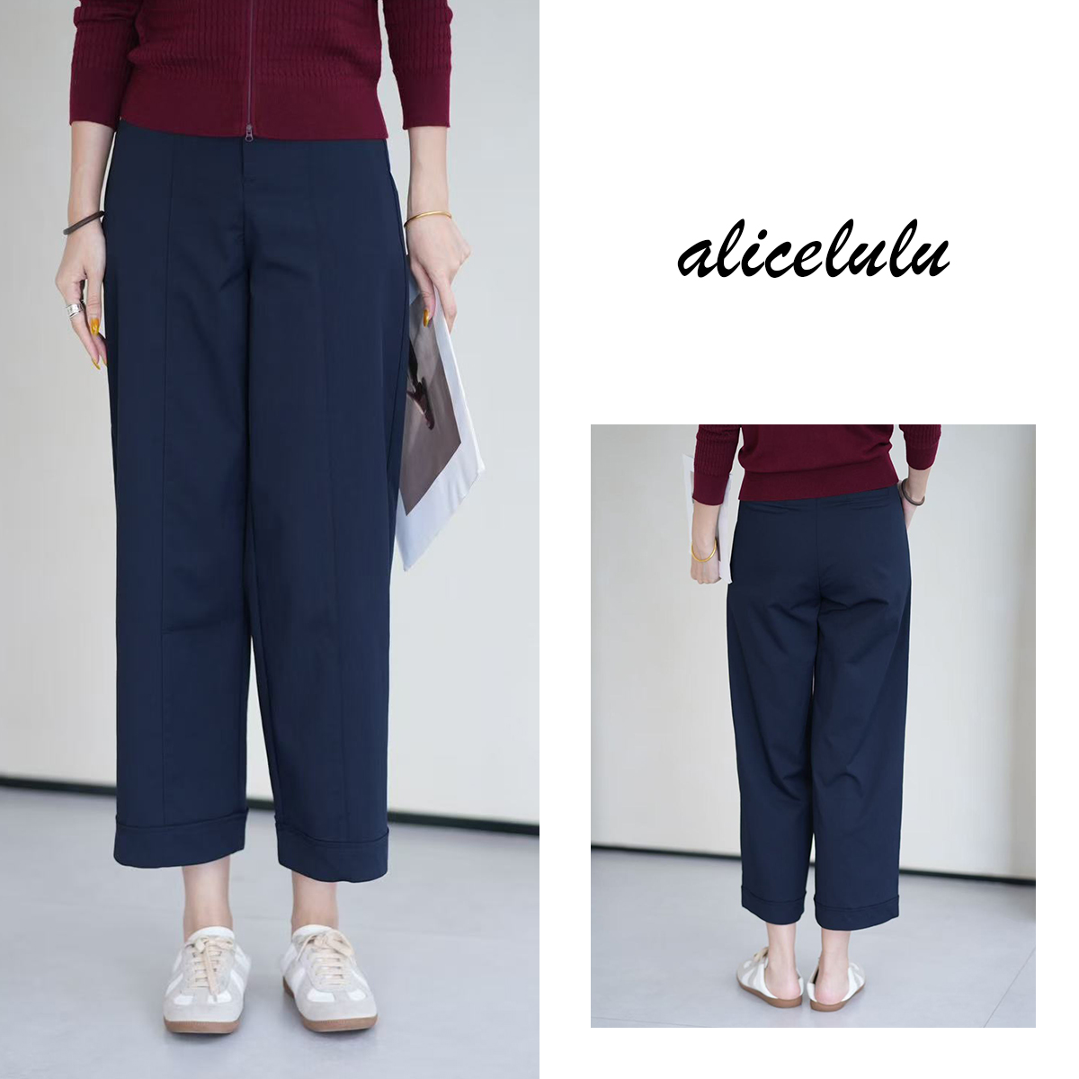 2 alicelulu 梨型身材气质高腰显瘦宽松百搭阔腿休闲裤S622706U