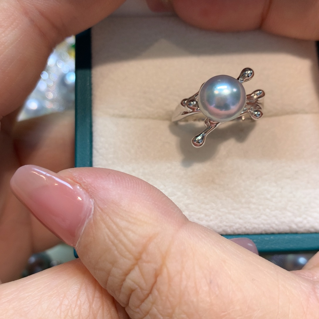 海水珍珠戒指银S925镶嵌