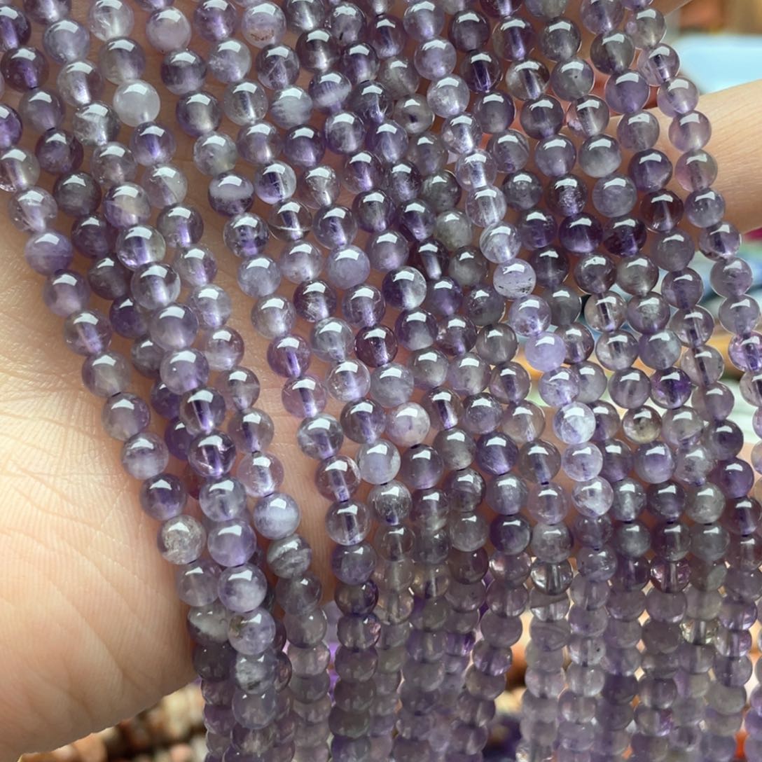 玛瑙/玉髓合金珠宝半成品两条装卡4紫水圆珠