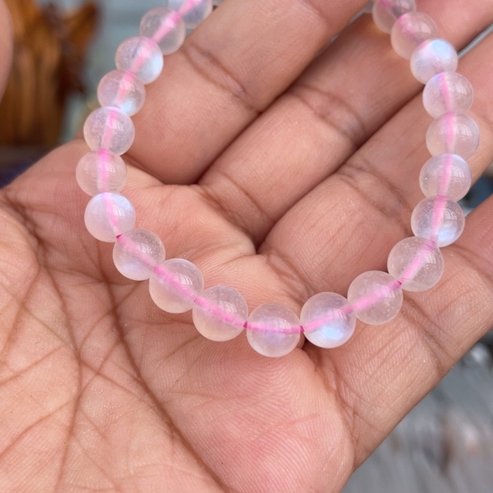 水晶手串未镶嵌7mm粉蓝月光手串