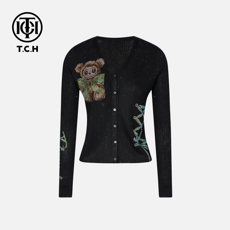 TCH私服烫钻工艺新时尚淑女百搭新潮流针织衫T75C43E5030轻奢tch