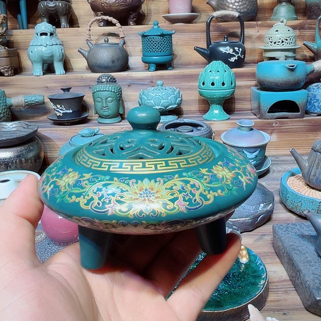 陶瓷香炉茶具摆件