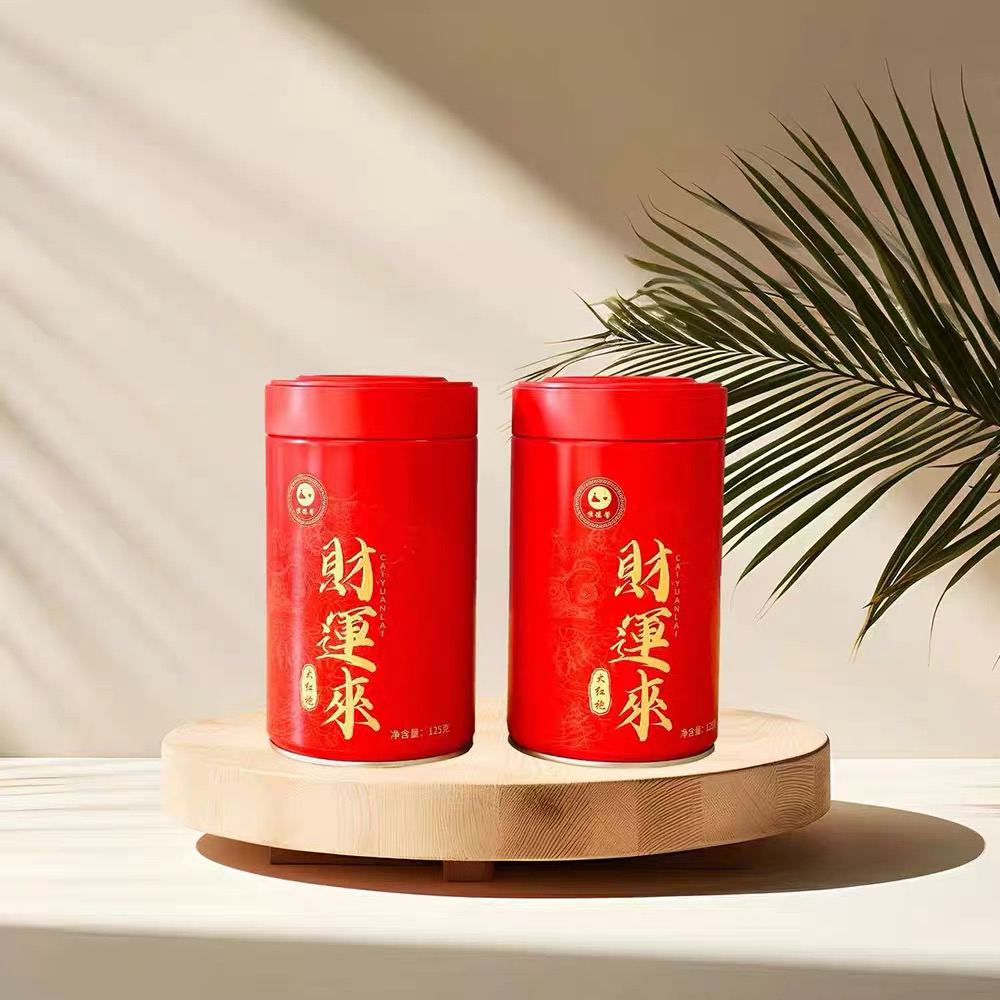 财运来大红袍武夷岩茶乌龙茶醇香型茶叶罐装125克