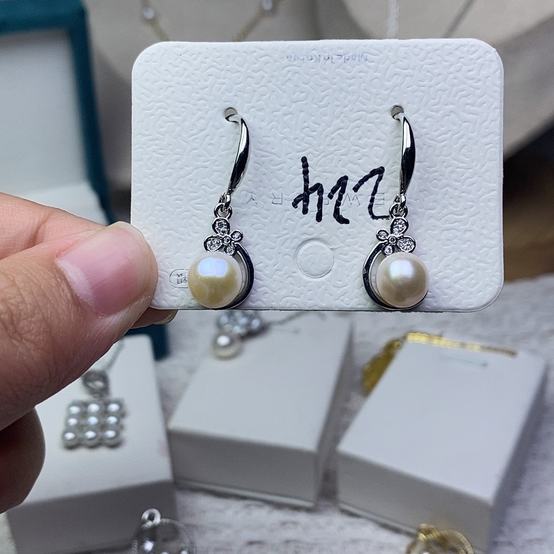 耳饰淡水珍珠银S925镶嵌