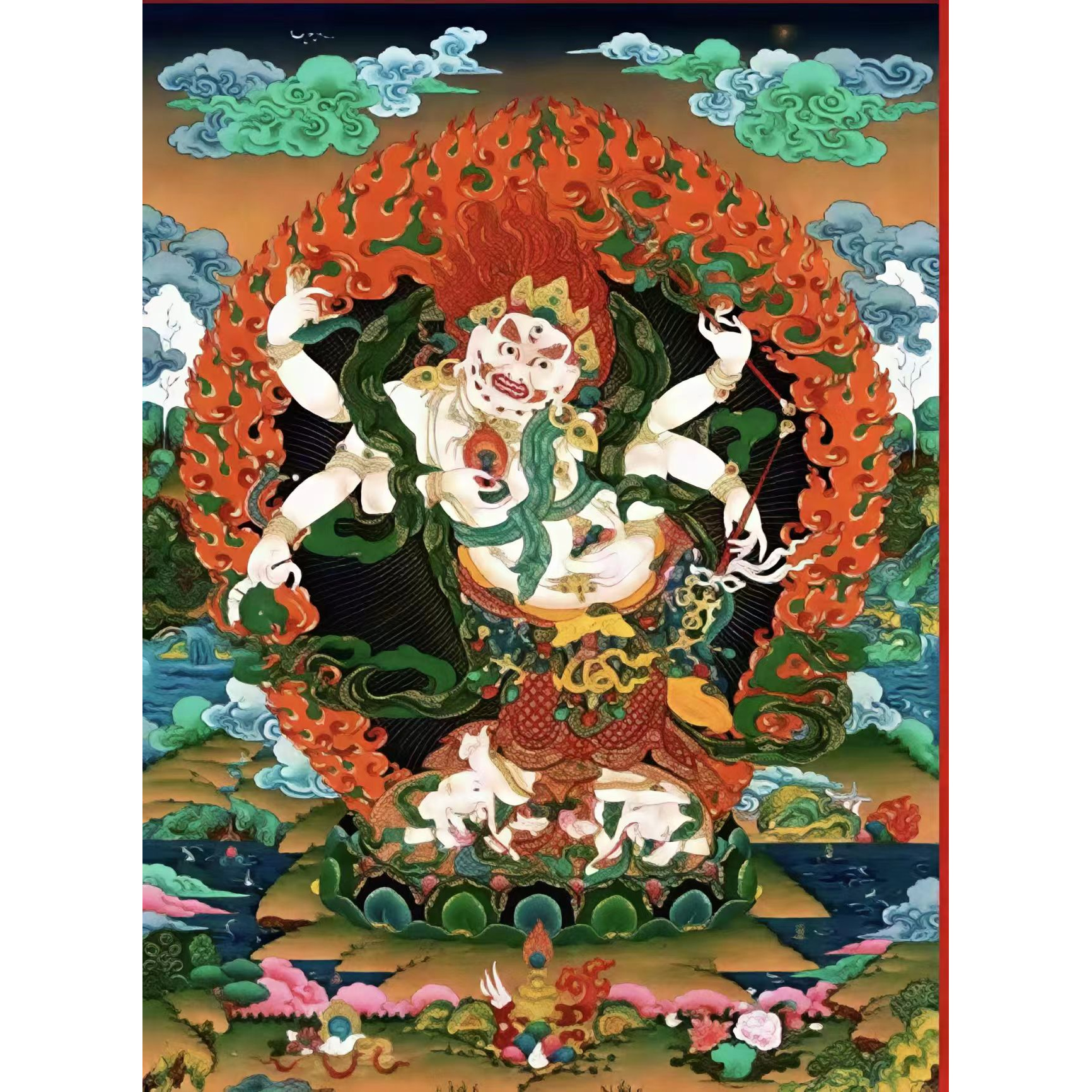 龙妹唐卡白六臂玛哈噶啦38