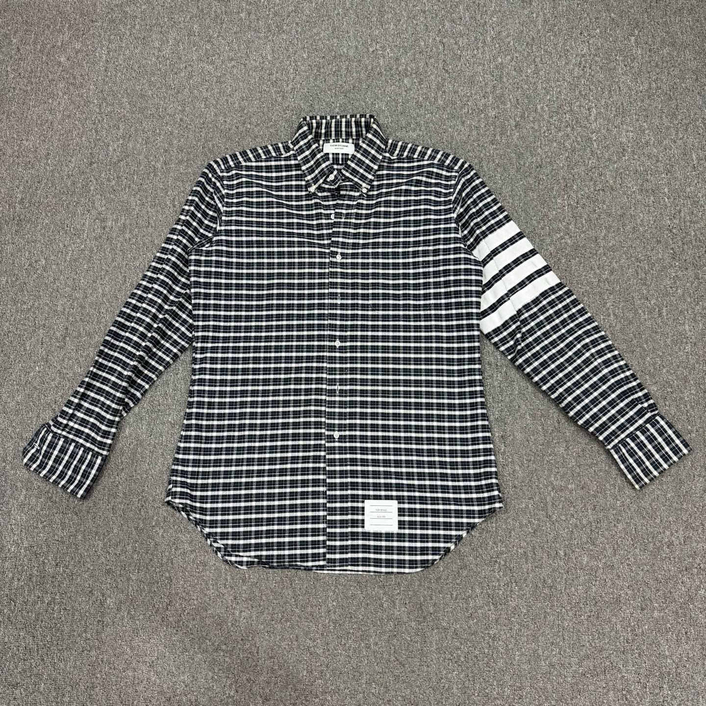 99新 THOMBROWNE 16551615 Thom Browne TB格纹长袖衬衫 4码99新
