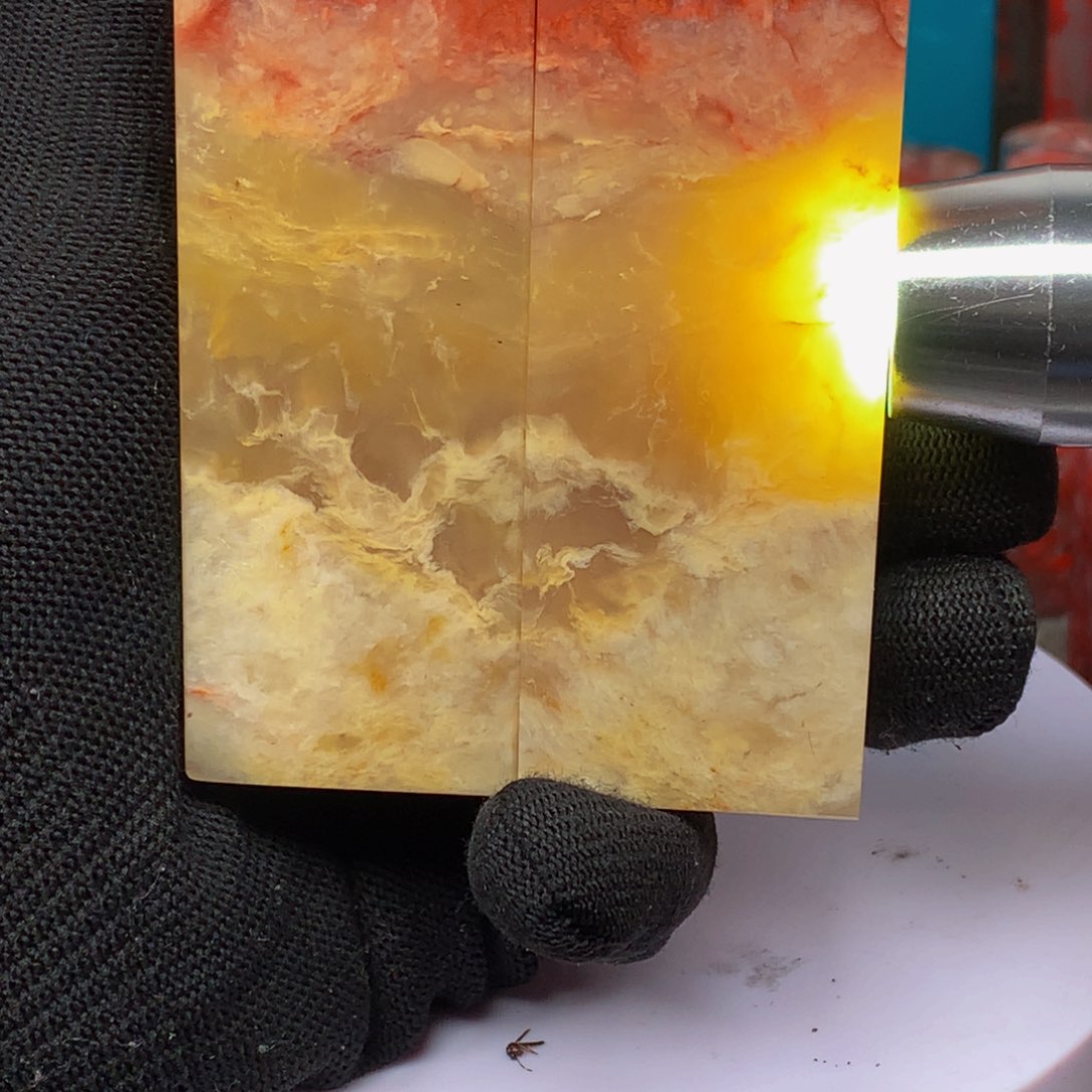 昌化石田黄冻红花对章1