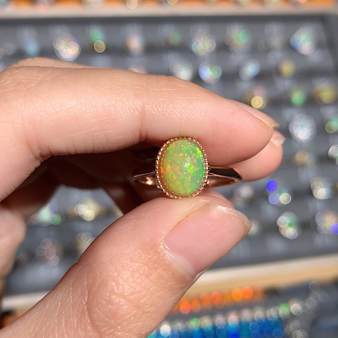 银S925镶嵌欧泊欧泊戒指y