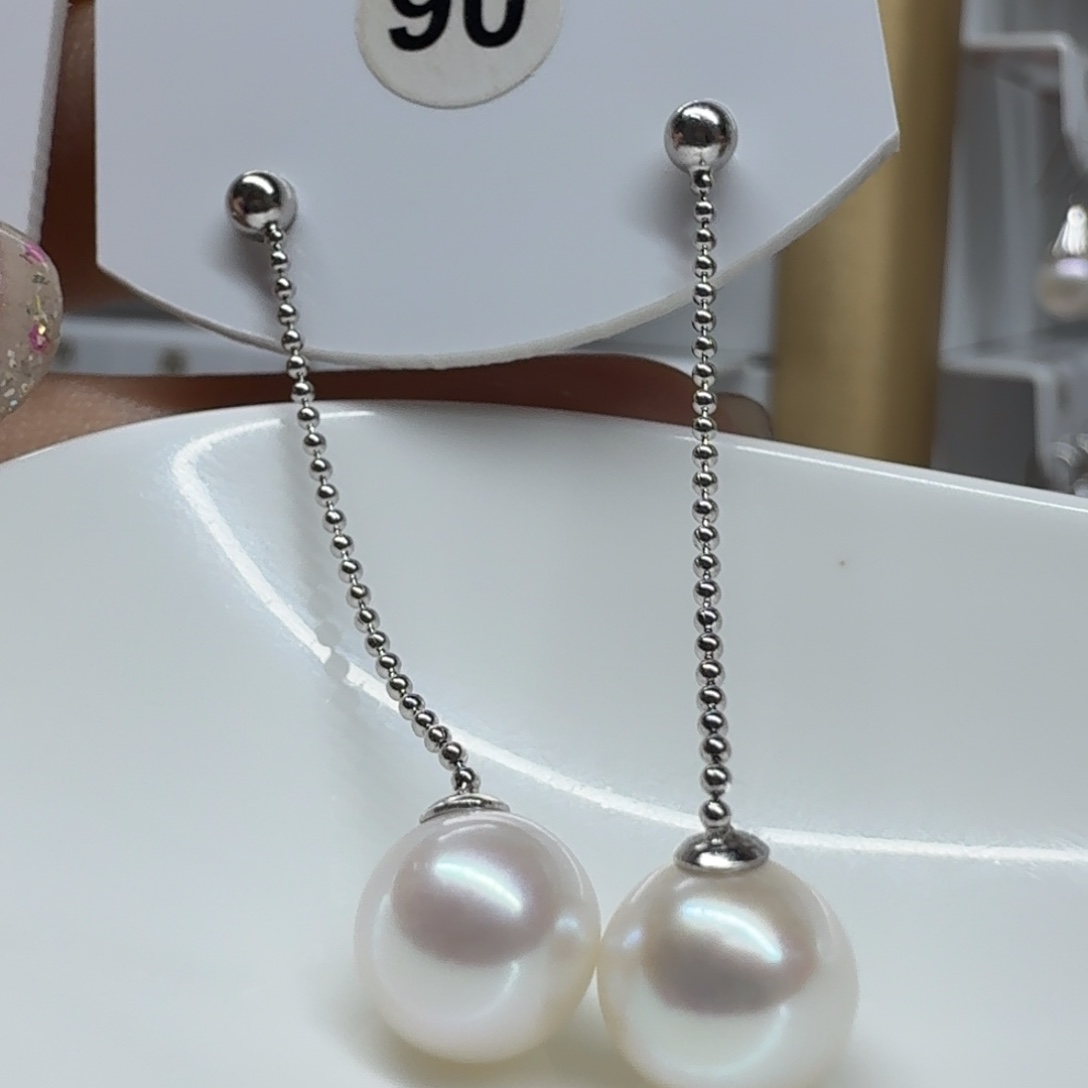 耳饰银S925镶嵌淡水珍珠8