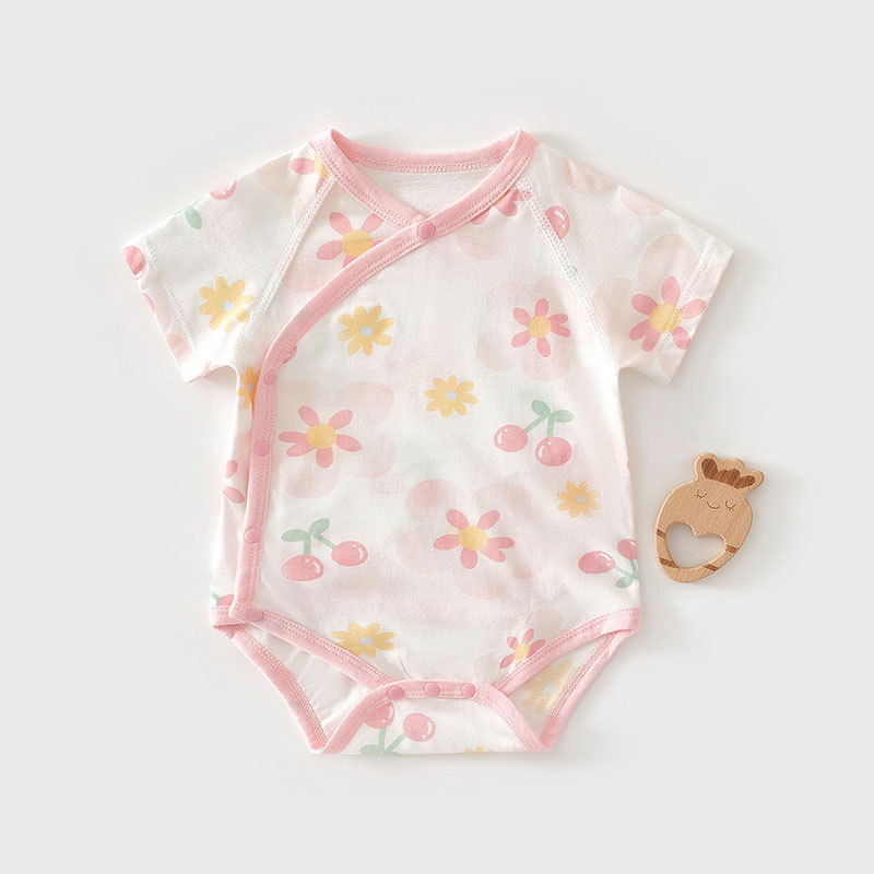 婴儿包屁衣夏季薄款短袖连体衣新生儿纯棉衣服宝宝三角爬服透气夏