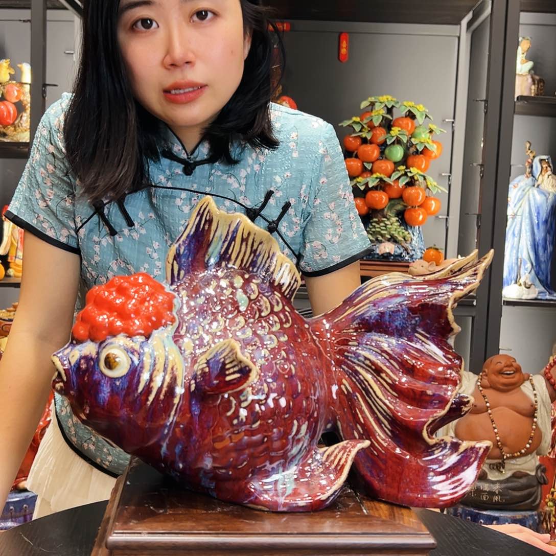 金鱼陶艺作品金鱼