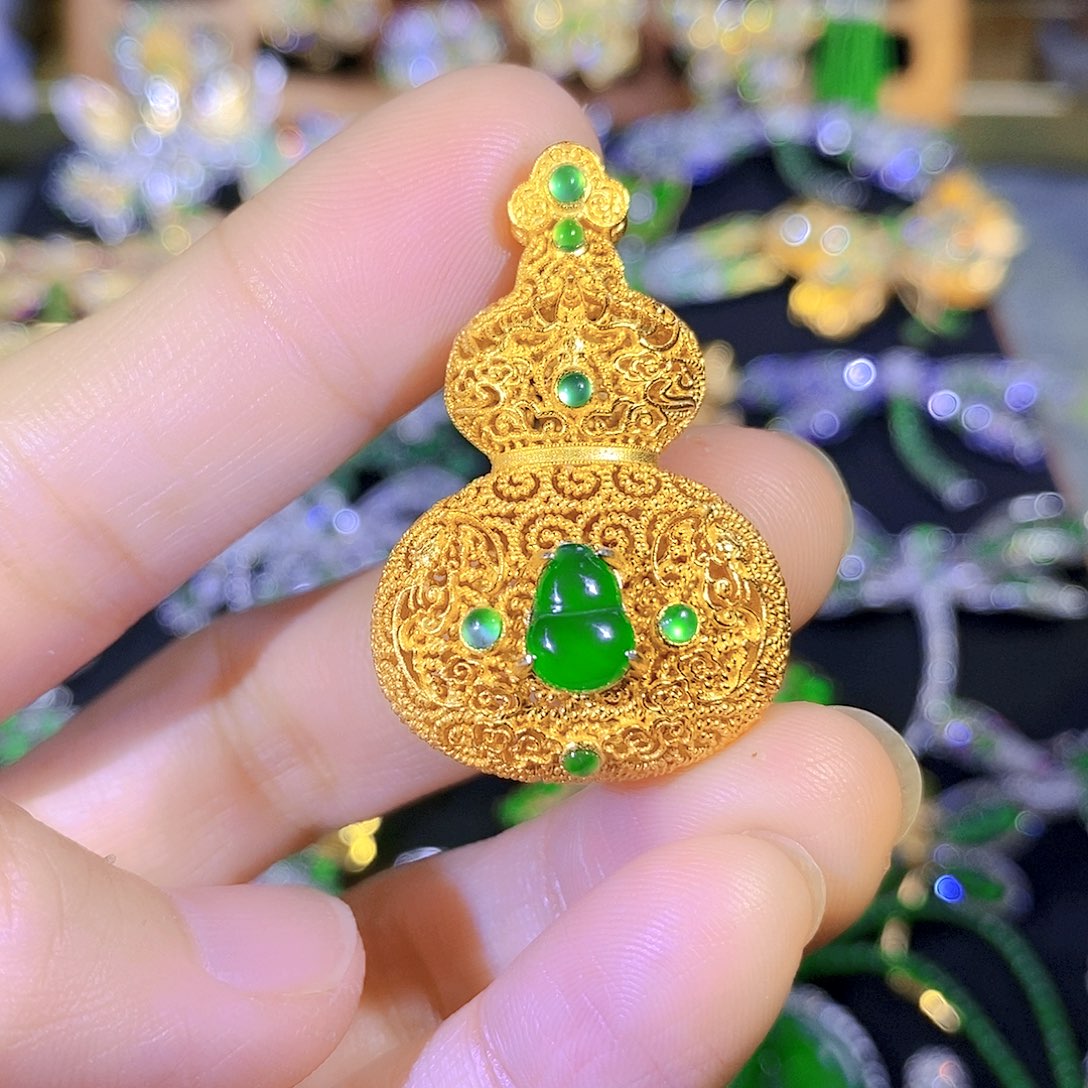 吊坠(不含链)银S925镶嵌翡翠