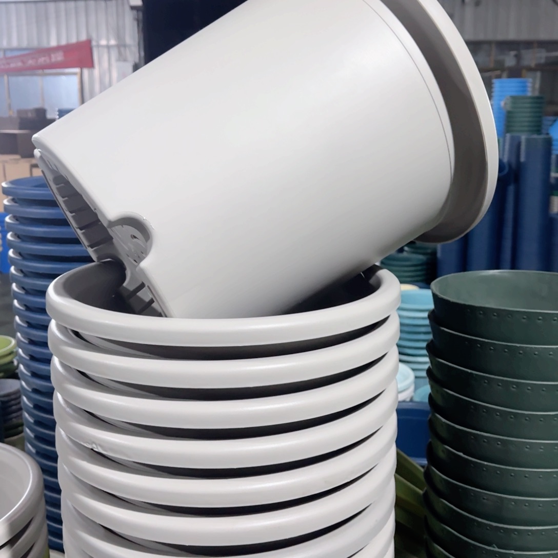 树脂四季盆8#无拖微瑕灰白3