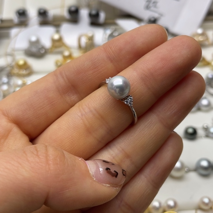 海水珍珠戒指银S925镶嵌